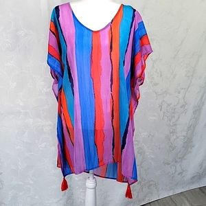 Palisades Beach Club Beach Cover Up Size M/L Red Blue Green Purple Black